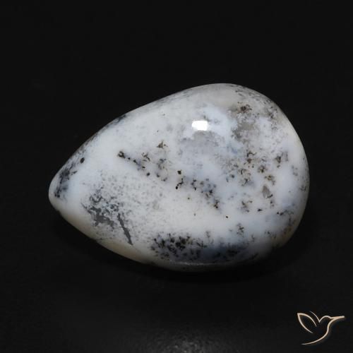 3.56ct Naturel Blanc avec noir Dendritique Agate, En forme de poire, Opaque