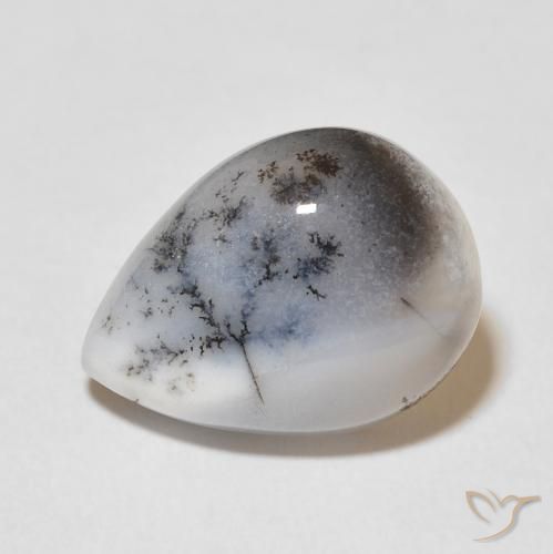 8.31ct Naturel Blanc multicolore Dendritique Agate, En forme de poire, Opaque