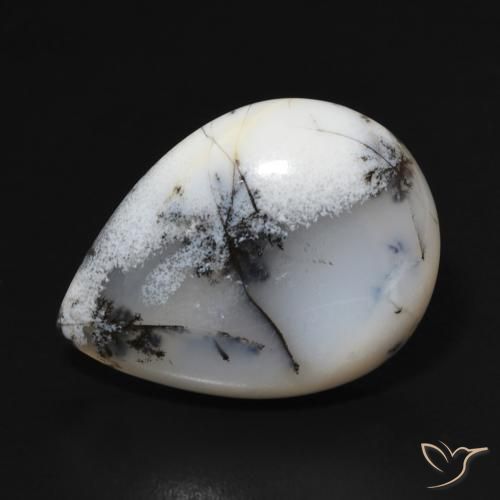 11.47ct Naturel Blanc multicolore Dendritique Agate, En forme de poire, Opaque