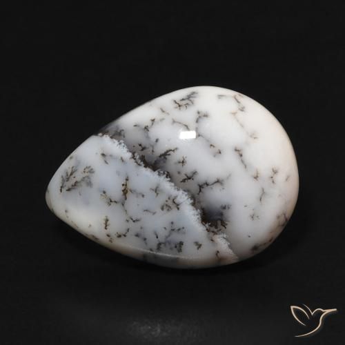 4.00ct Naturel Blanc multicolore Dendritique Agate, En forme de poire, Opaque