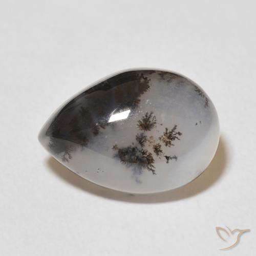 5.02ct Naturel Blanc multicolore Dendritique Agate, En forme de poire, Opaque
