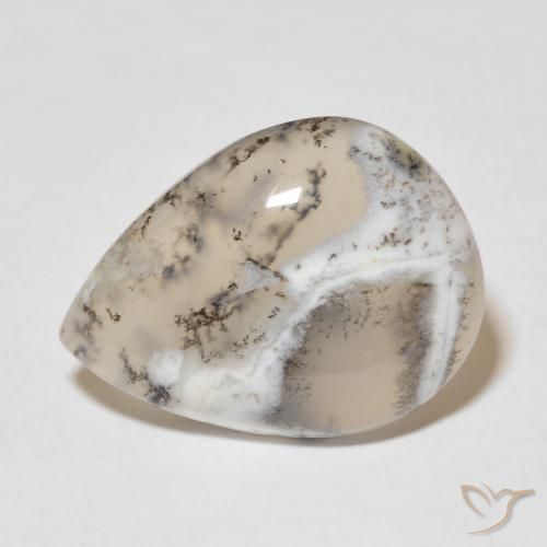 11.27ct Naturel Blanc multicolore Dendritique Agate, En forme de poire, Opaque