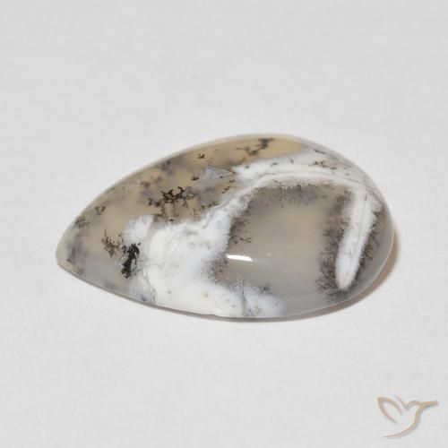 Dendritique Agate Blanc multicolore naturelle En forme de poire, 11.27 ct, Opaque