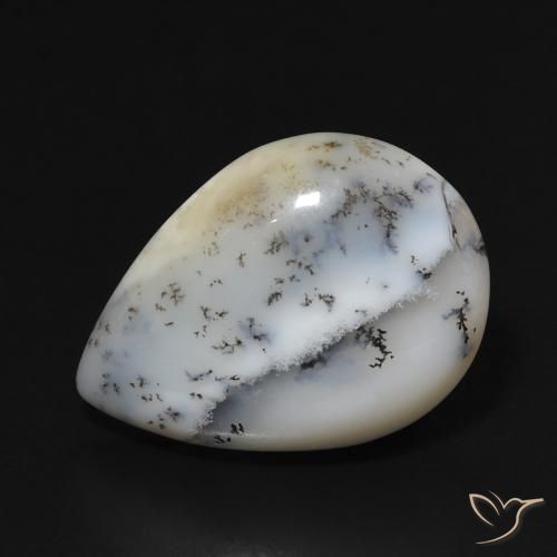 7.67ct Naturel Blanc multicolore Dendritique Agate, En forme de poire, Opaque