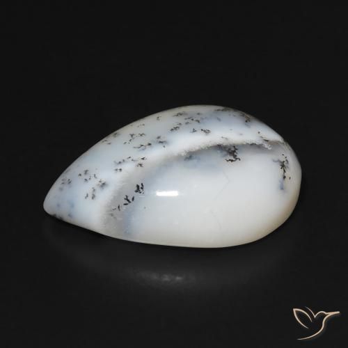 Dendritique Agate Blanc multicolore naturelle En forme de poire, 7.67 ct, Opaque