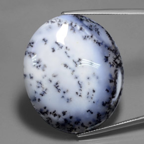 Calcédoine dendritique Multicolore naturelle Coupe ovale, 69.65 ct, Translucide