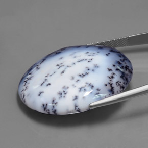 Calcédoine dendritique Multicolore naturelle Coupe ovale, 69.65 ct, Translucide