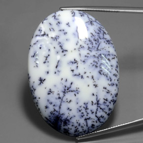 Calcédoine dendritique multicolore naturelle coupe ovale, 53,63 ct, opaque
