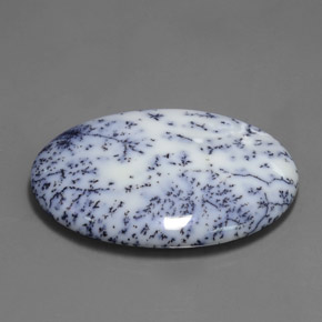 Calcédoine dendritique multicolore naturelle coupe ovale, 53,63 ct, opaque