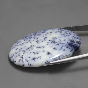 Calcédoine dendritique multicolore naturelle coupe ovale, 53,63 ct, opaque