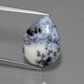 Calcédoine dendritique multicolore naturelle en forme de poire, 6,56 ct, translucide