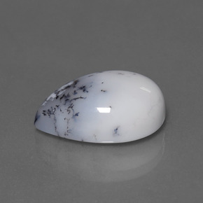 Calcédoine dendritique Noir blanc naturelle En forme de poire, 8.14 ct, Opaque