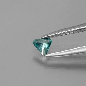 Diamant Bleu verdâtre naturelle Trillion, 0.13 ct, SI