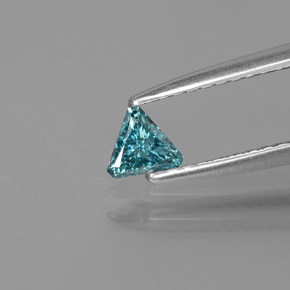 Diamant Bleu verdâtre naturelle Trillion, 0.13 ct, SI