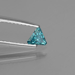 Diamant Bleu verdâtre naturelle Trillion, 0.13 ct, SI