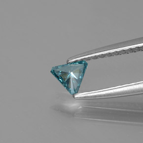 Diamant Bleu verdâtre naturelle Trillion, 0.13 ct, SI