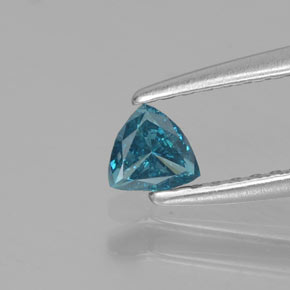 Diamant Bleu verdâtre naturelle Trillion, 0.19 ct, SI