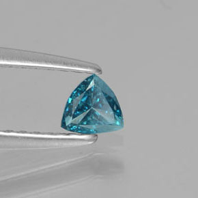 Diamant Bleu verdâtre naturelle Trillion, 0.19 ct, SI