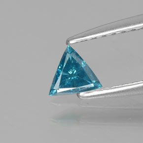 Diamant Bleu verdâtre naturelle Trillion, 0.12 ct, SI