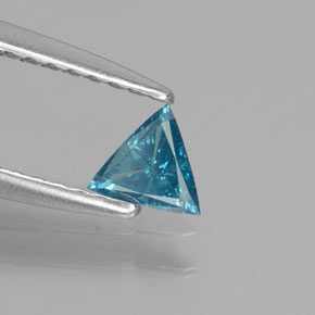 Diamant Bleu verdâtre naturelle Trillion, 0.12 ct, SI
