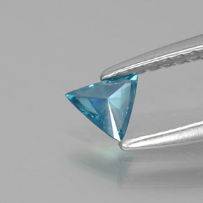 Diamant Bleu verdâtre naturelle Trillion, 0.12 ct, SI