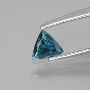 Diamant Bleu verdâtre naturelle Trillion, 0.16 ct, SI