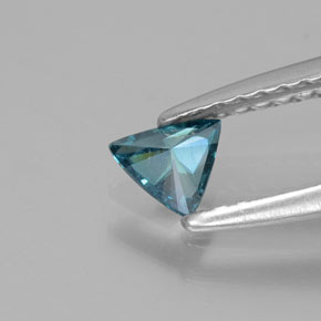 Diamant Bleu verdâtre naturelle Trillion, 0.16 ct, SI