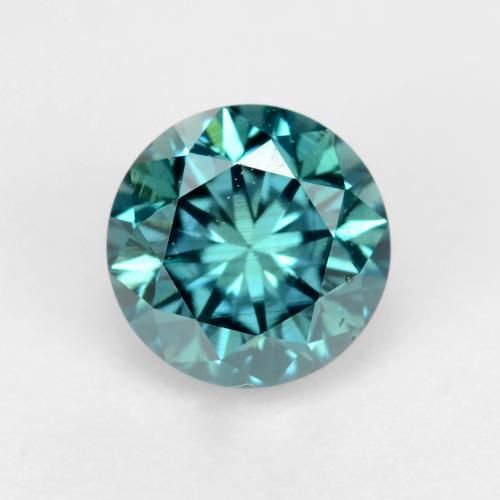 Diamant turquoise naturelle coupe roude, 0,37 ct, VS