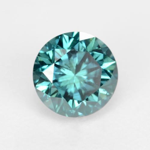 Diamant turquoise naturelle coupe roude, 0,37 ct, VS