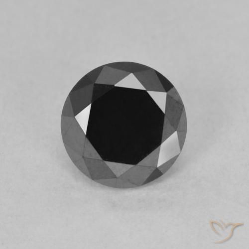 Diamant noir naturelle coupe roude, 0,95 ct, opaque