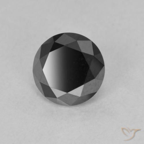 Diamant noir naturelle coupe roude, 0,95 ct, opaque