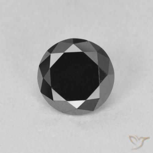 Diamant Noire naturelle Coupe roude, 0.61 ct, Opaque