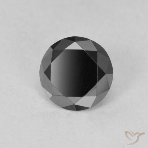 Diamant Noire naturelle Coupe roude, 0.61 ct, Opaque