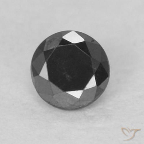 Diamant noir naturelle coupe roude, 0,10 ct, opaque