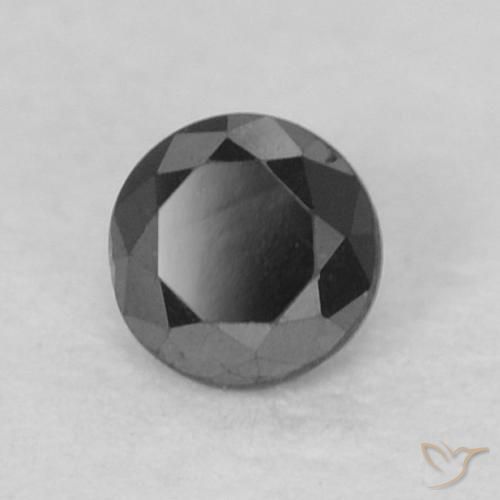 Diamant noir naturelle coupe roude, 0,10 ct, opaque