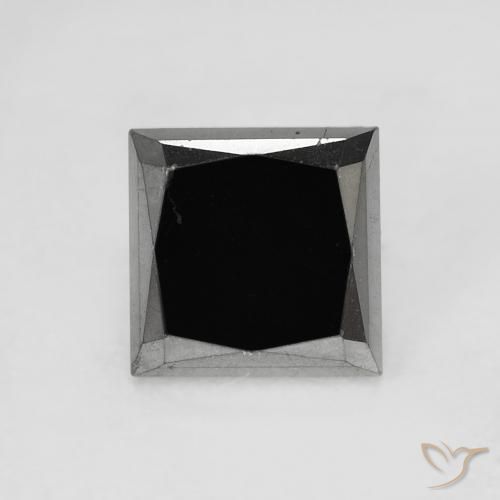 0.98ct Naturel Noire Diamant, Carré, Opaque