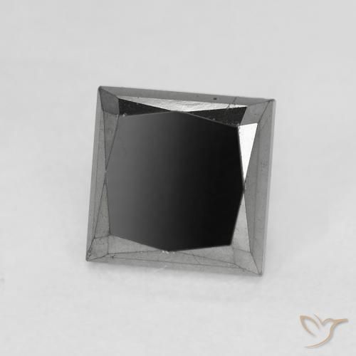 Diamant Noire naturelle Carré, 0.98 ct, Opaque