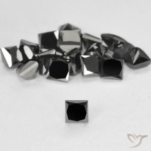 0.12ct Naturel Noire Diamant, Carré, Opaque