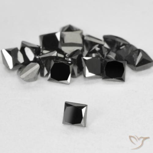 Diamant Noire naturelle Carré, 0.12 ct, Opaque