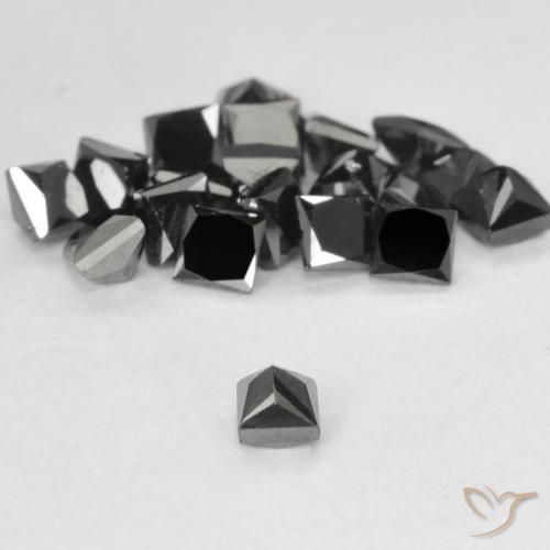 Diamant Noire naturelle Carré, 0.12 ct, Opaque