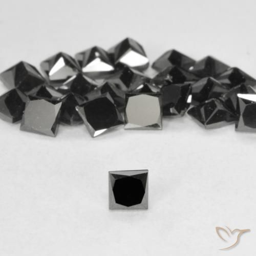 Diamant Noire naturelle Carré, 0.13 ct, Opaque