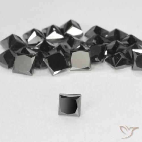 Diamant Noire naturelle Carré, 0.13 ct, Opaque