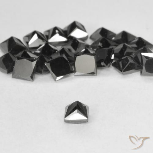 Diamant Noire naturelle Carré, 0.13 ct, Opaque