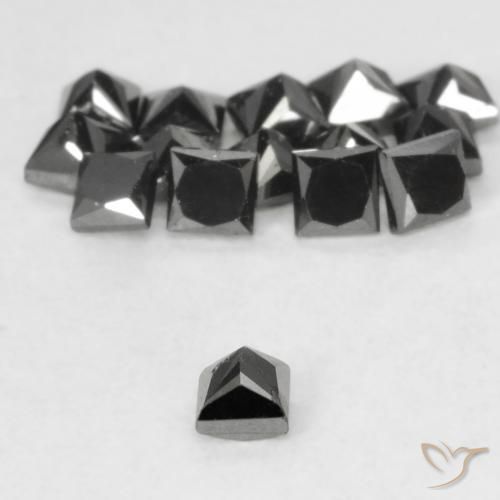 Diamant Noire naturelle Carré, 0.08 ct, Opaque