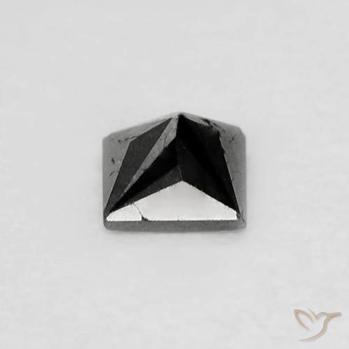 Diamant Noire naturelle Carré, 0.12 ct, Opaque