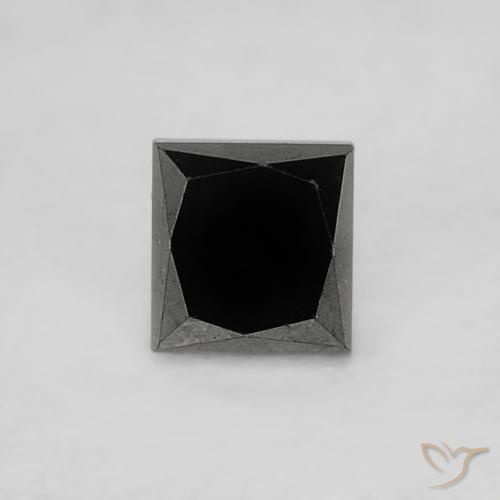 Diamant noir naturelle carré, 0,19 ct, opaque