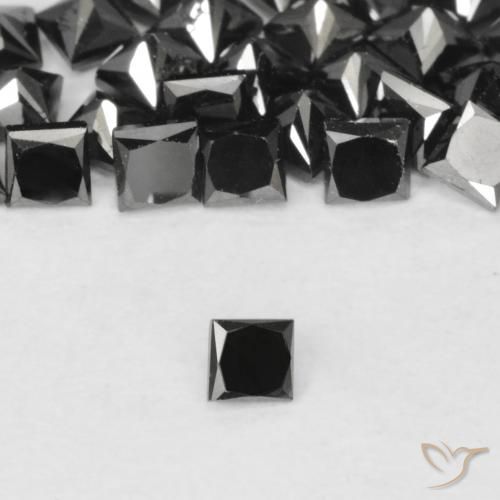 0.10ct Naturel Noire Diamant, Carré, Opaque
