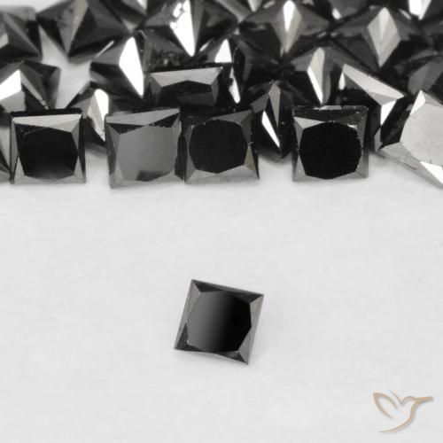 Diamant Noire naturelle Carré, 0.10 ct, Opaque