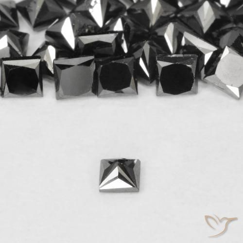Diamant Noire naturelle Carré, 0.10 ct, Opaque