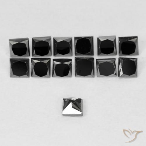 Diamant Noire naturelle Carré, 0.11 ct, Opaque